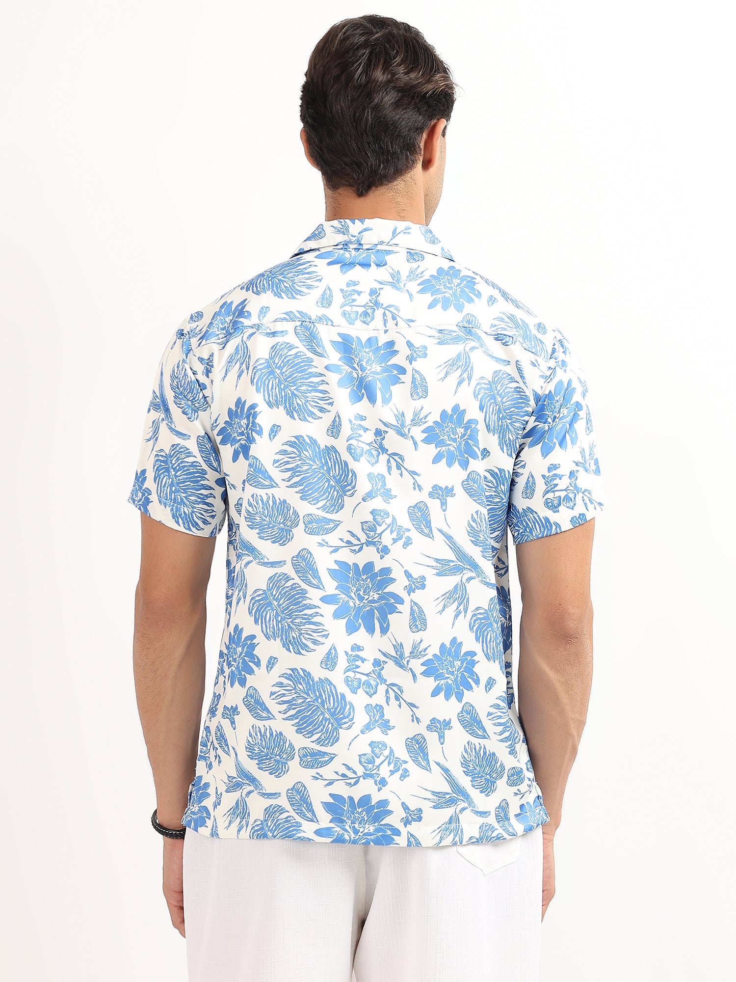 Blue Floral Cuban Collar Resort Shirt