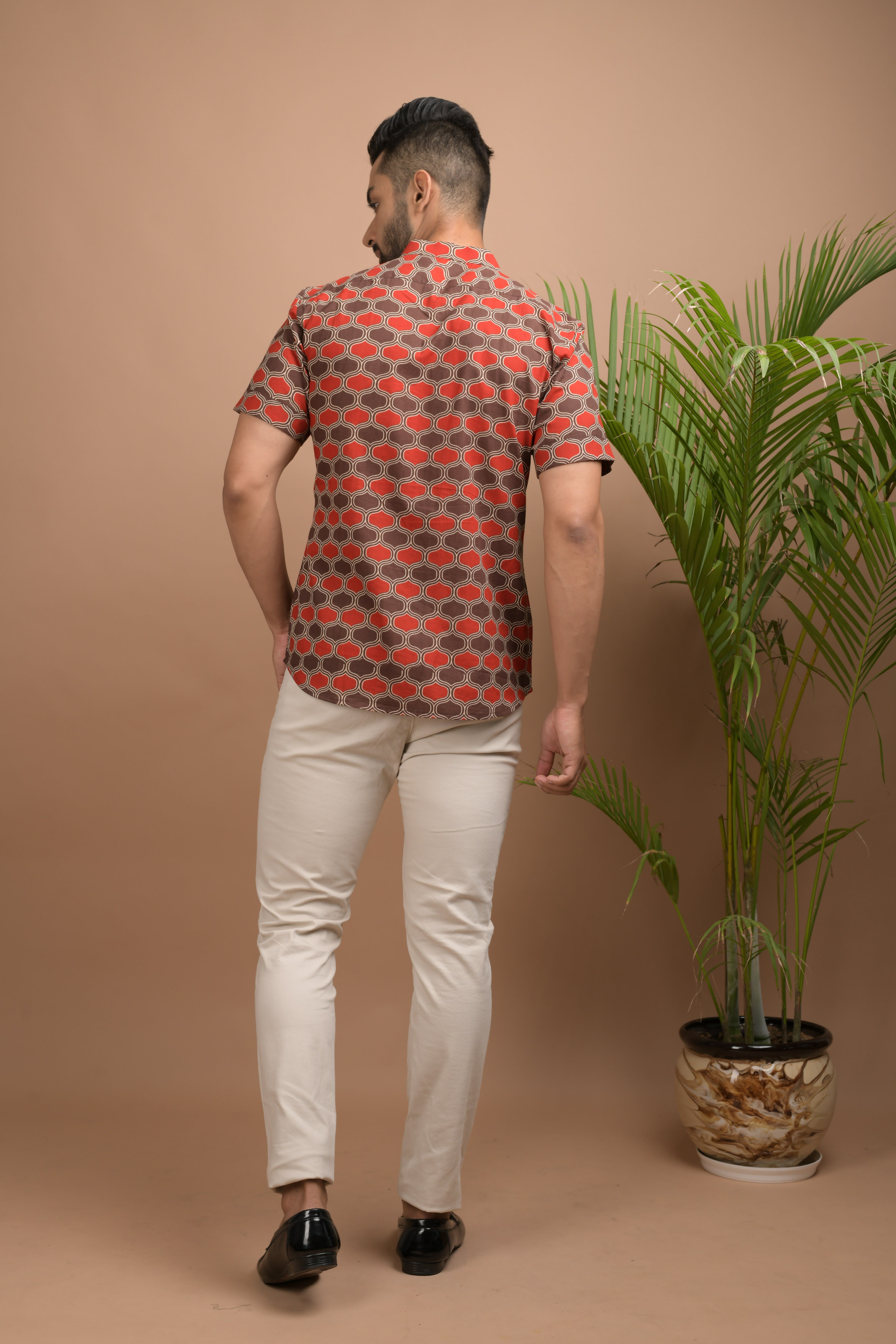 Red and Brown Printed Shirt