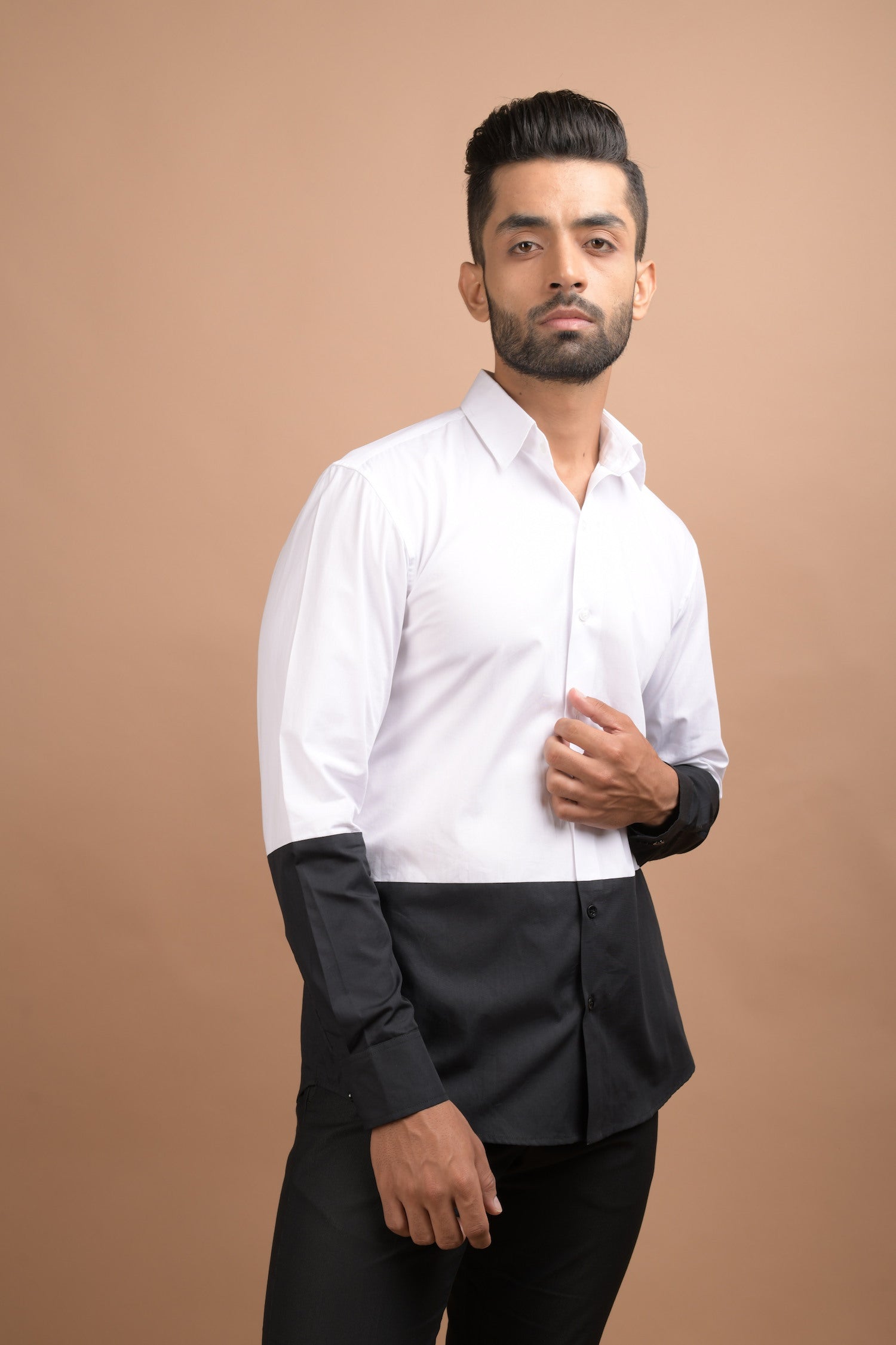 Black and White half and Half Shirt