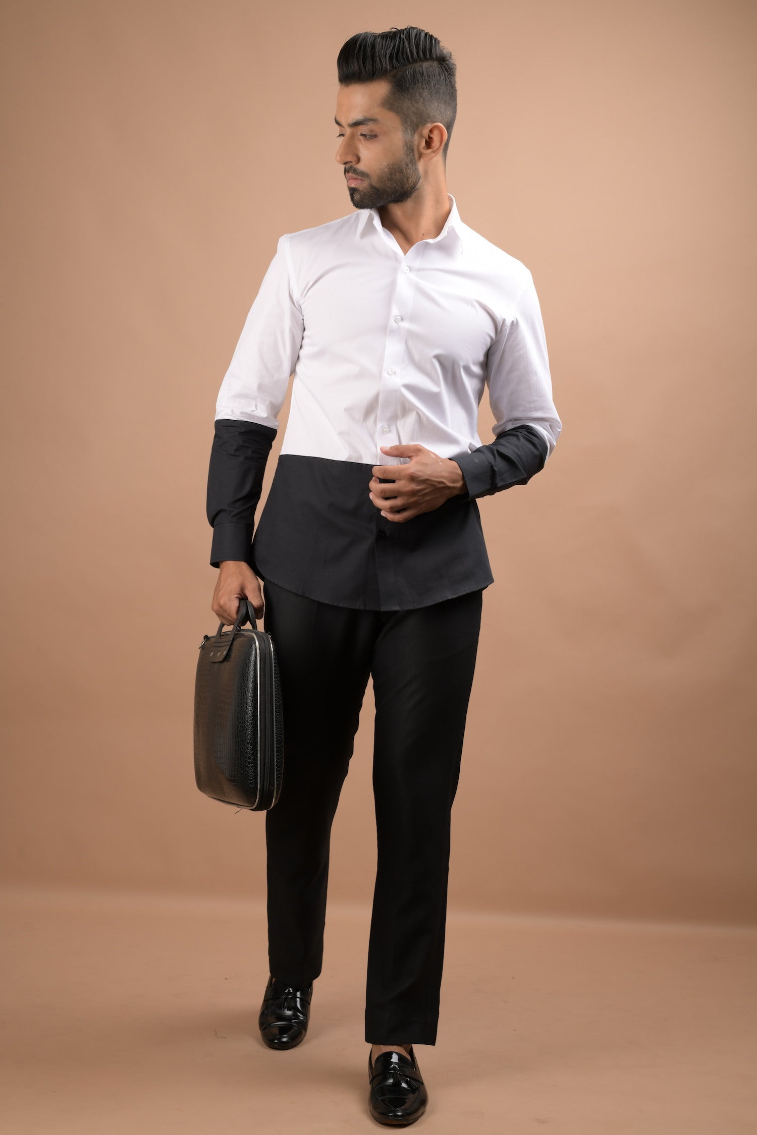 Black and White half and Half Shirt