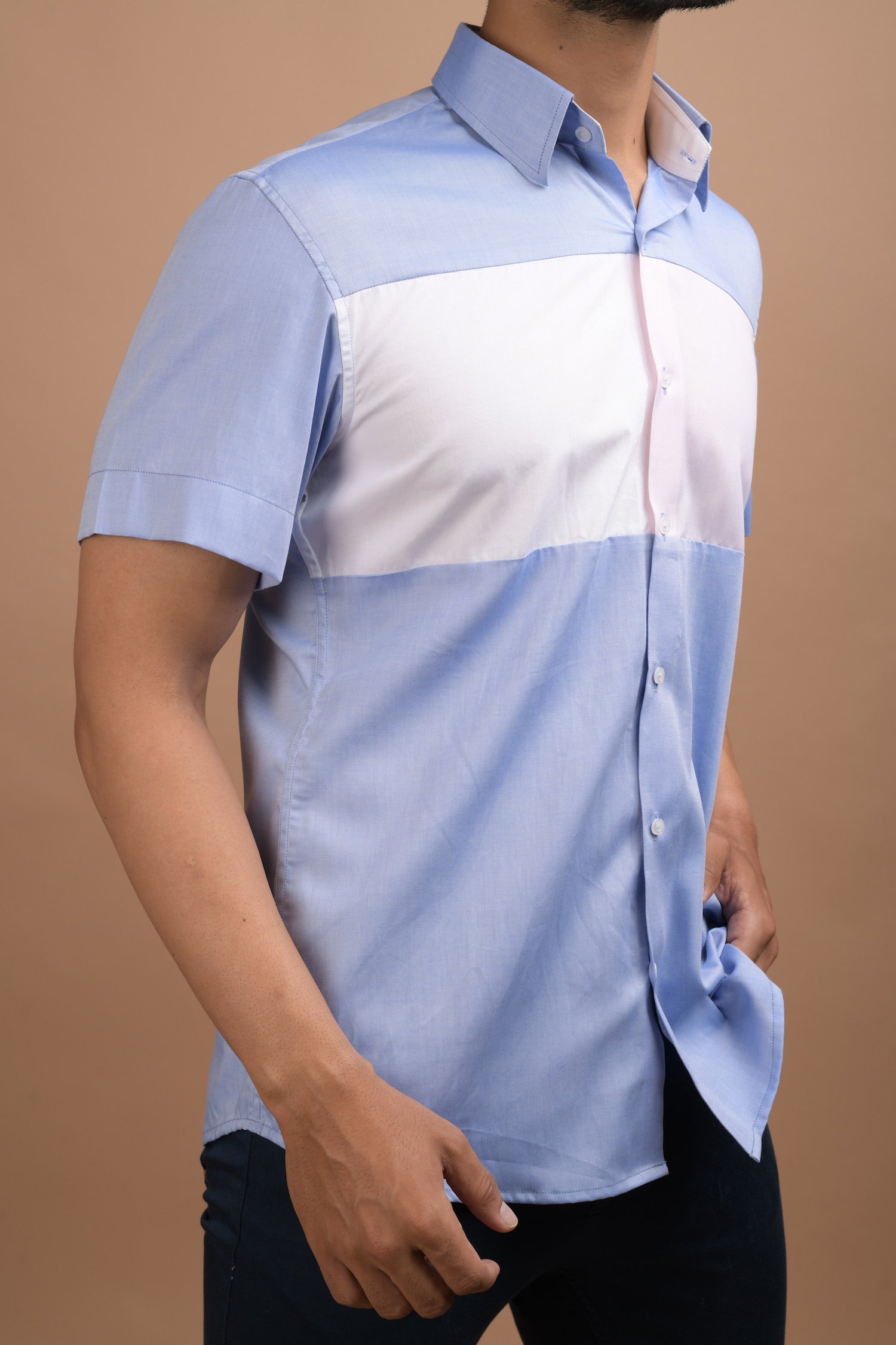 Light Blue Shirt with Pink Chest Patch