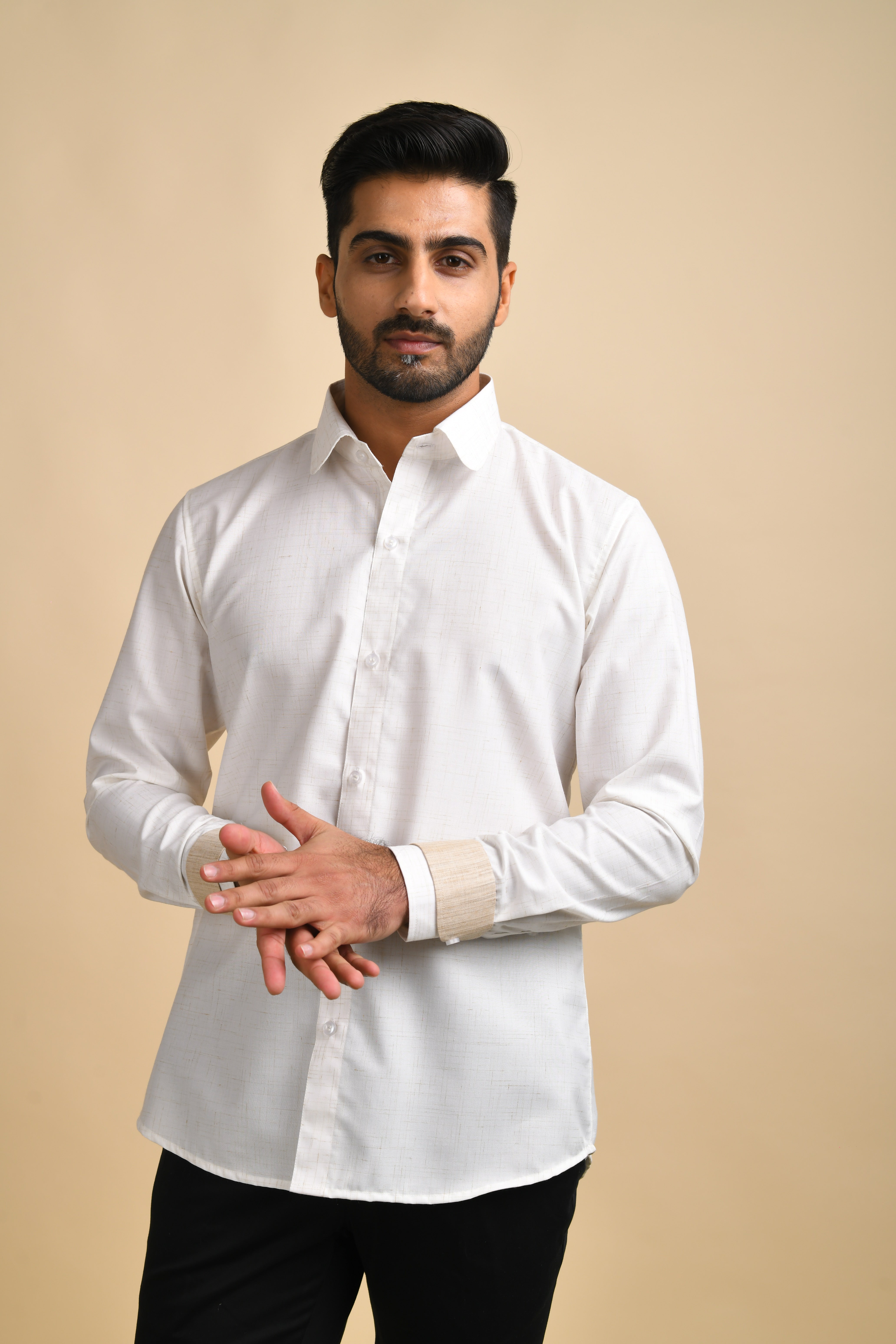 Cream shirt with Bespoke Cuff