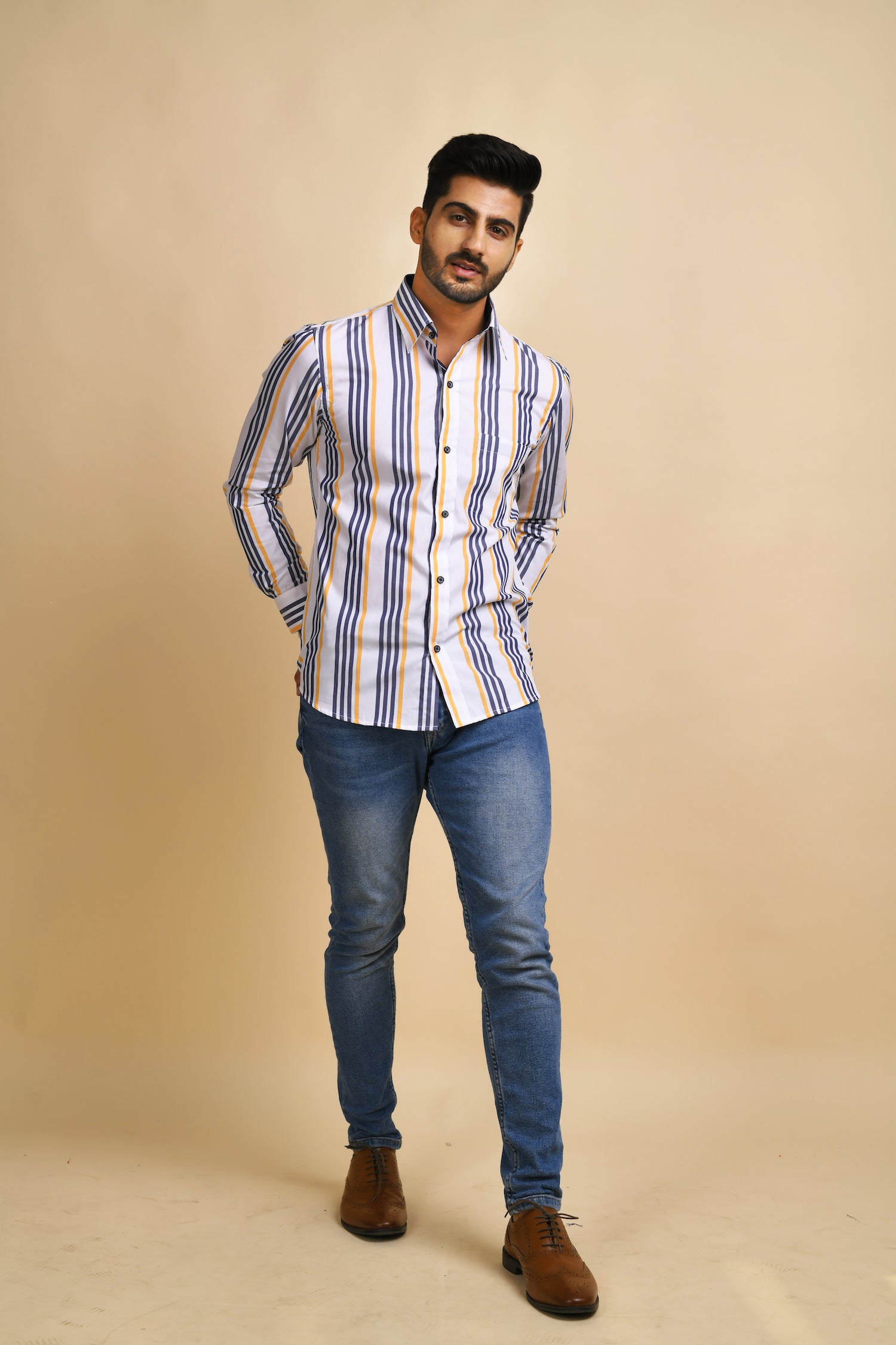 Multi Stripe White Shirt