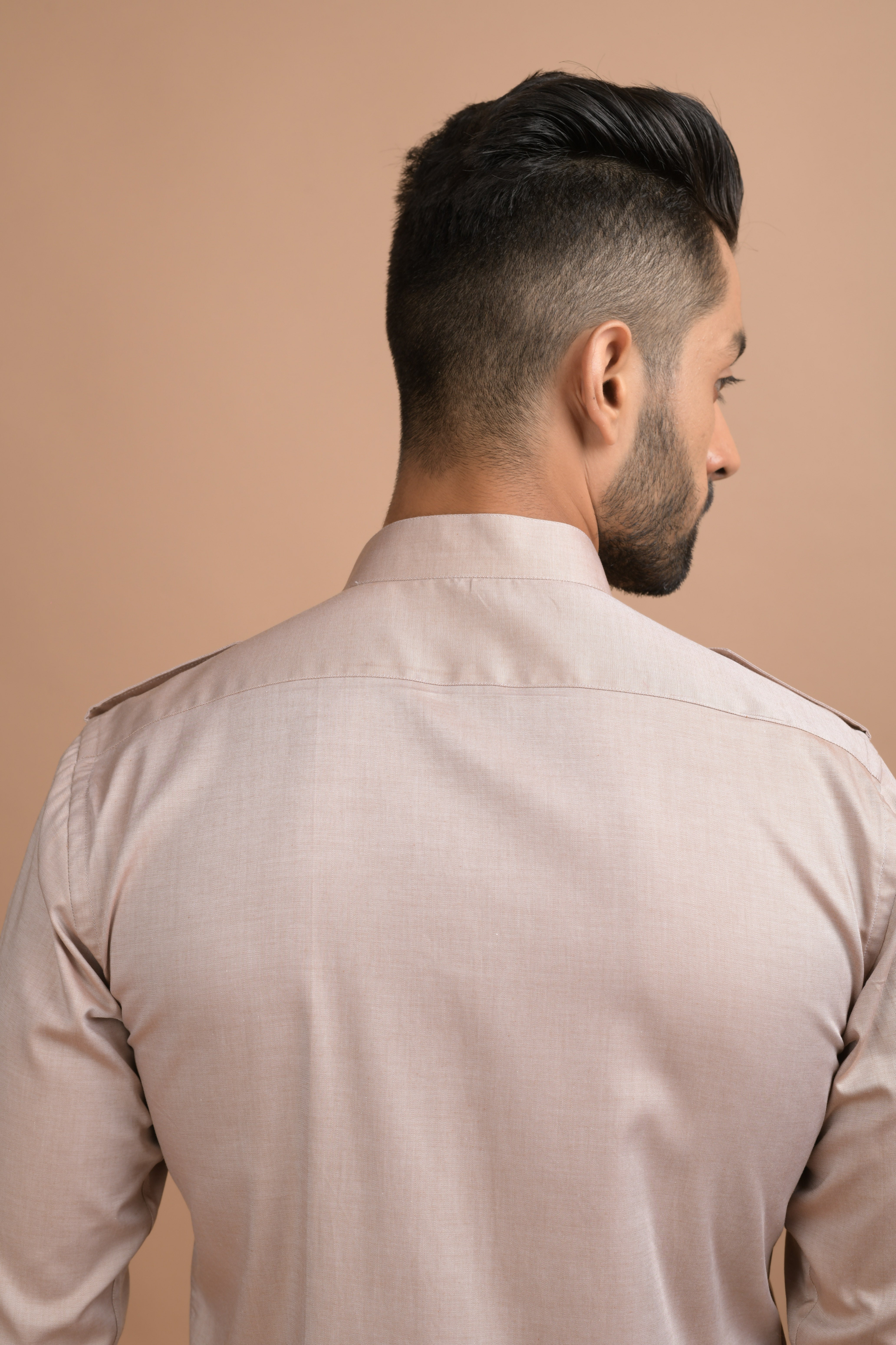 Beige Hunter Shirt wd Hidden Button