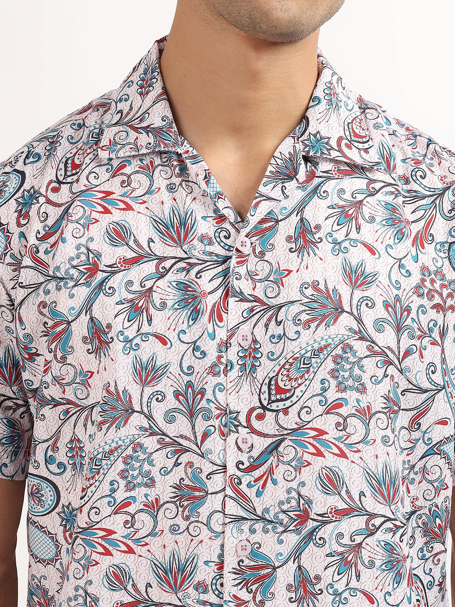 White Printed Resort Shirt