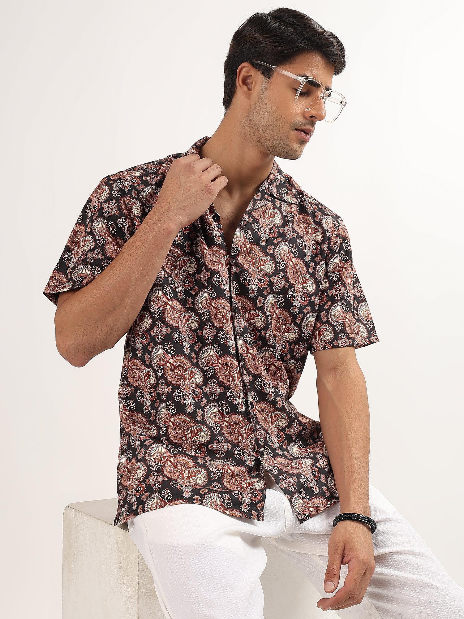 Black Printed Resort Shirt