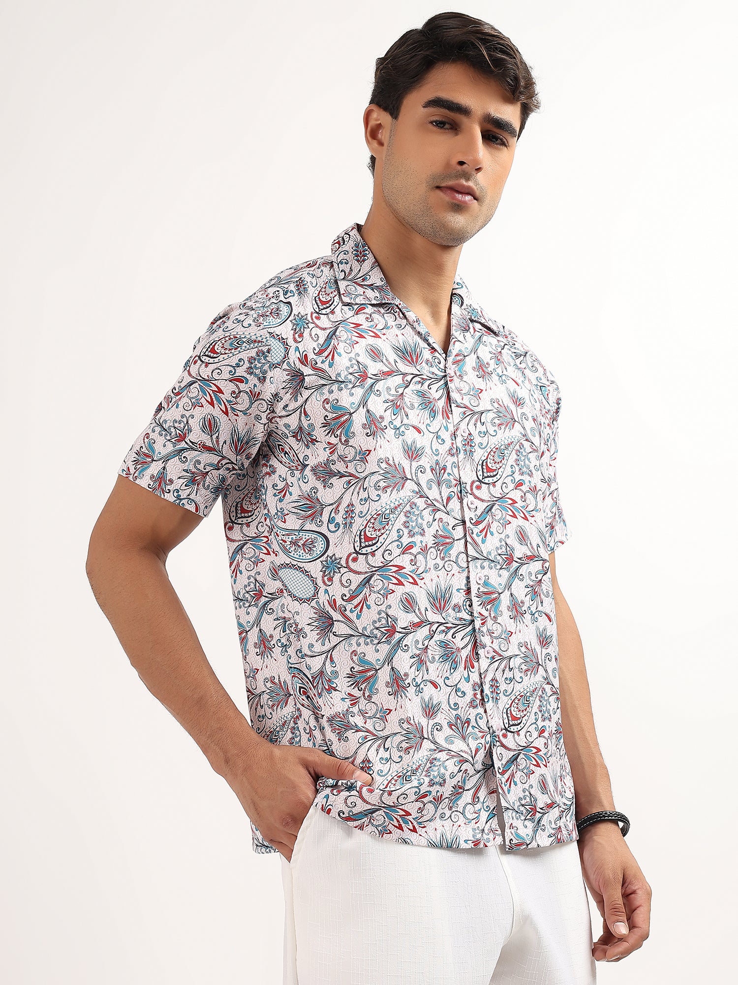 White Printed Resort Shirt