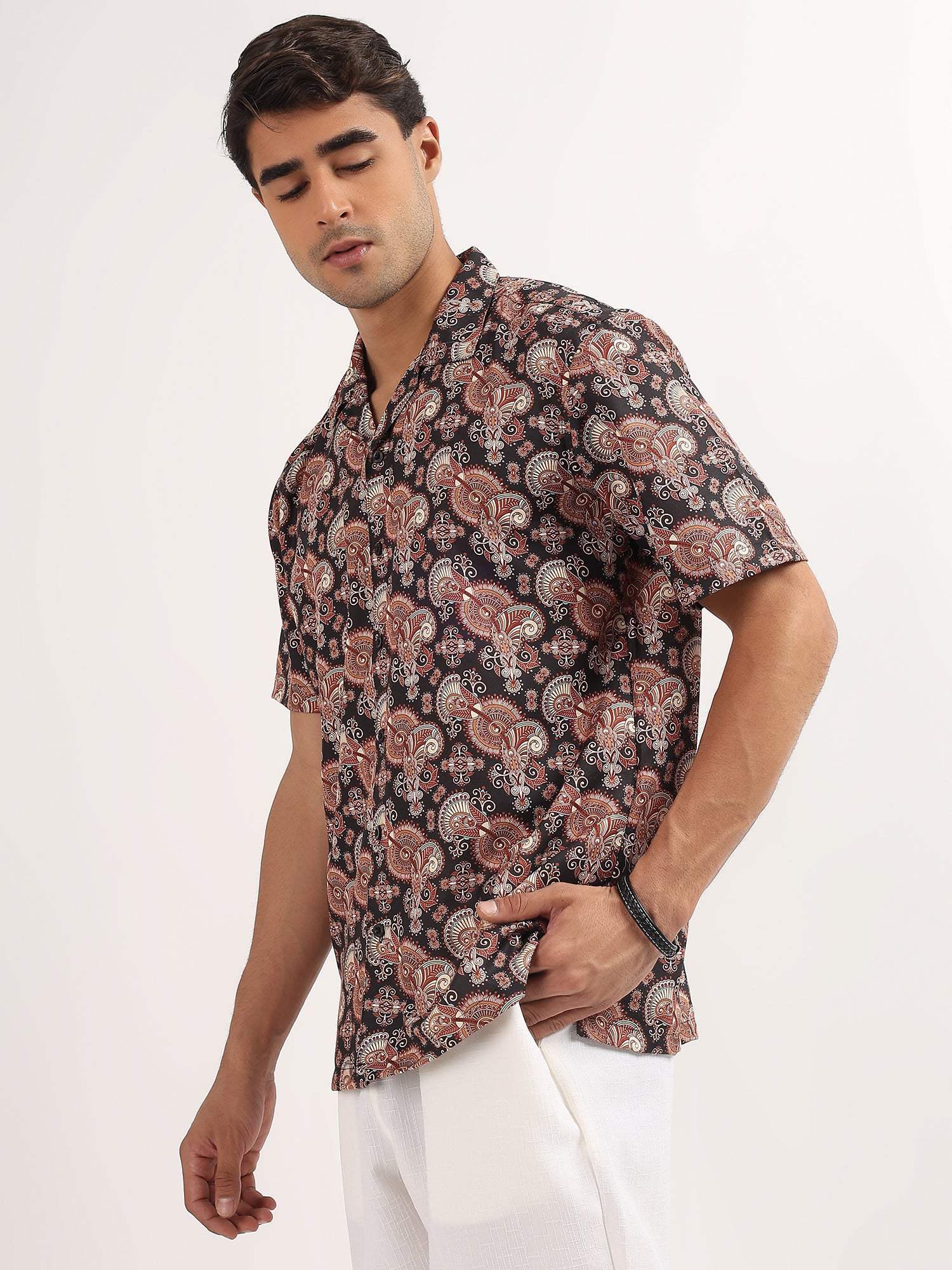 Black Printed Resort Shirt