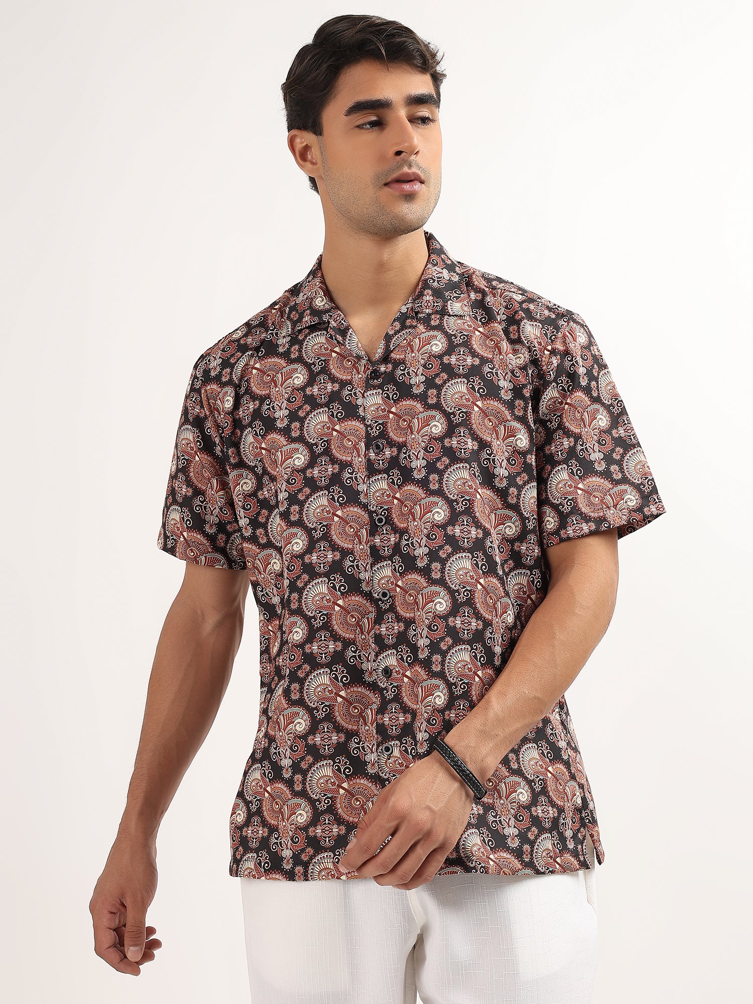 Black Printed Resort Shirt