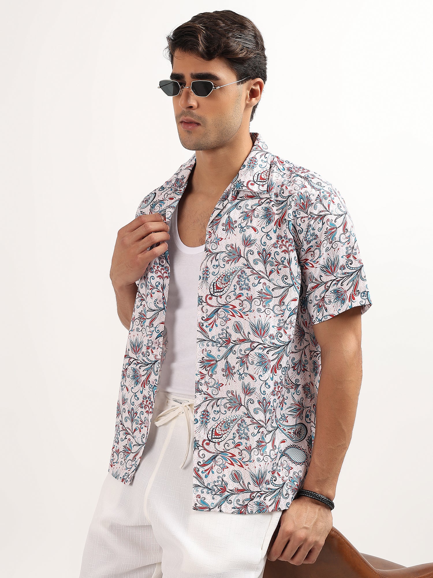 White Printed Resort Shirt
