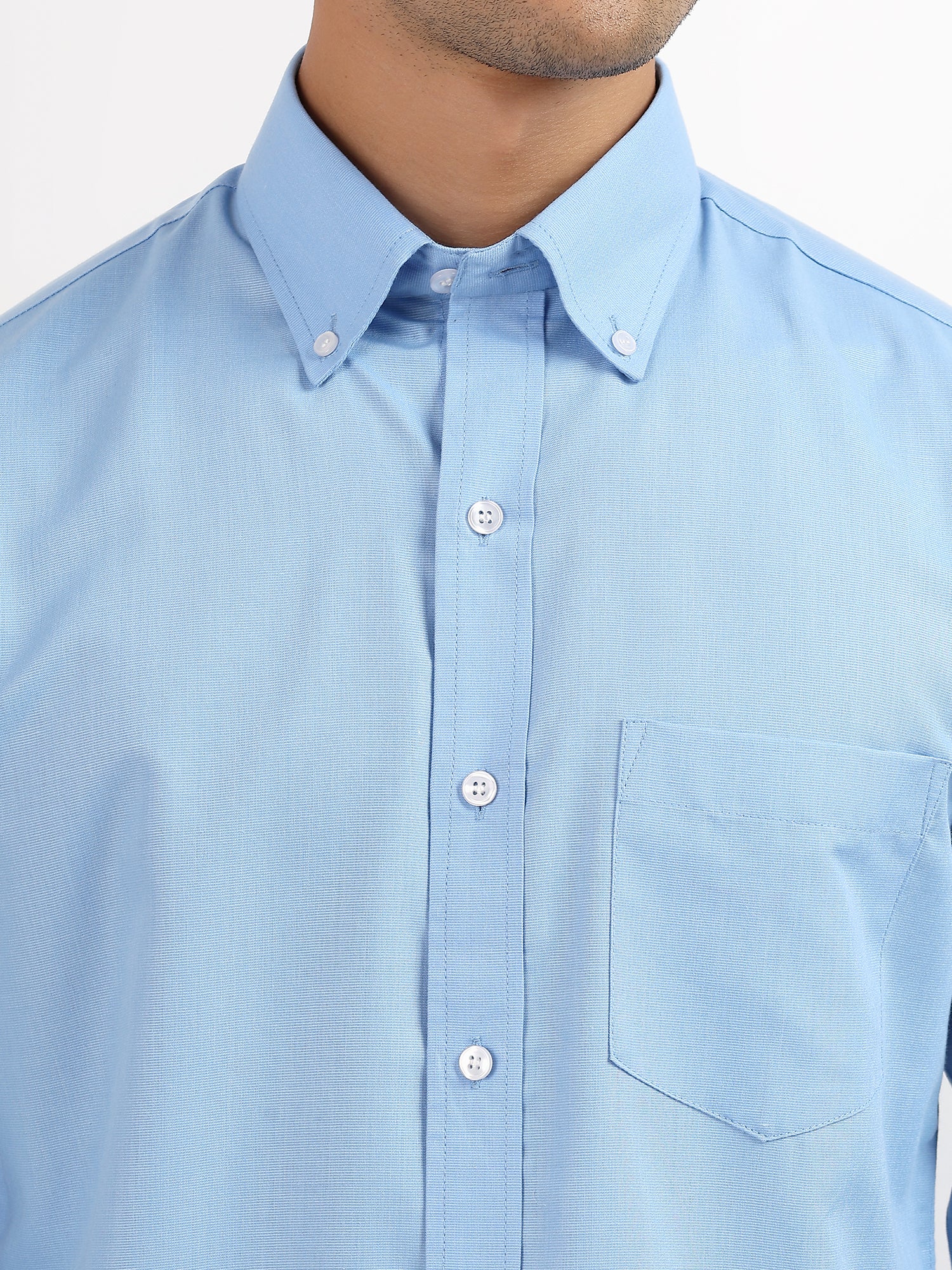 Custom Fit Blue Oxford Shirt
