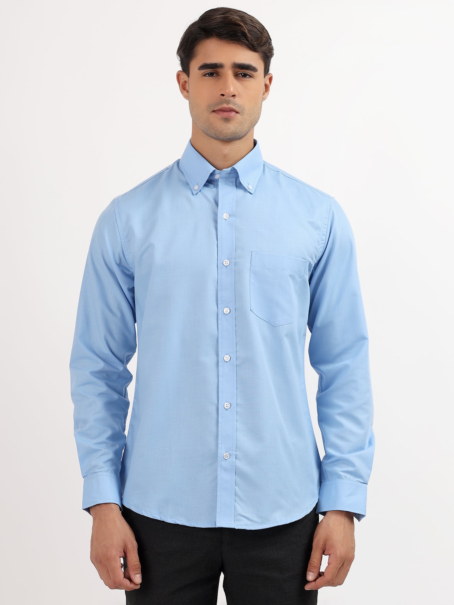 Custom Fit Blue Oxford Shirt