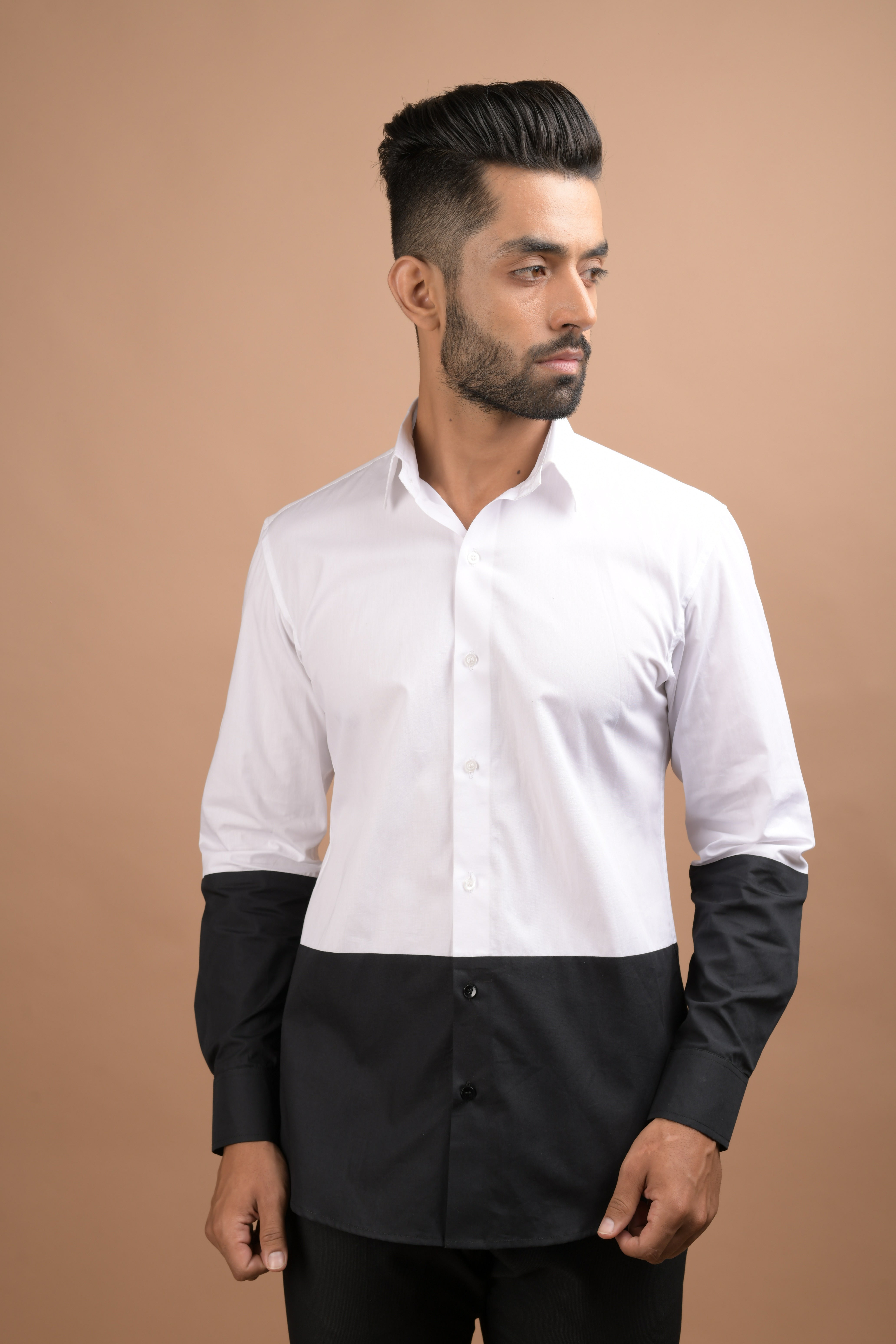 Black and White half and Half Shirt