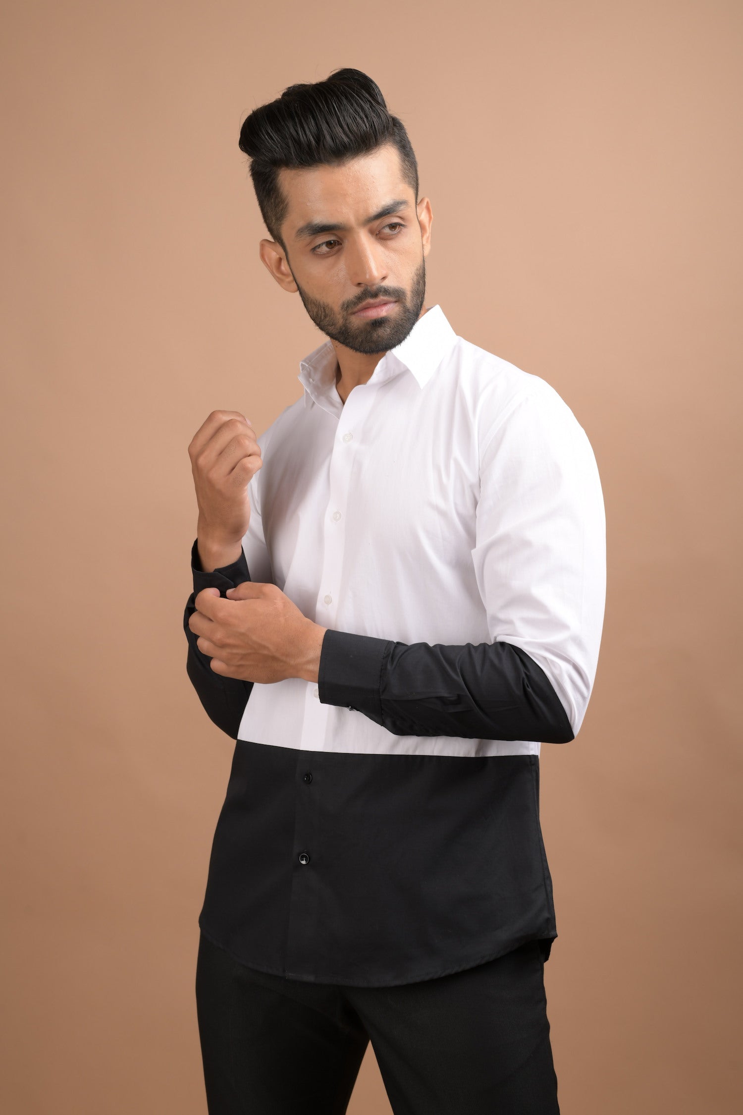 Black and White half and Half Shirt