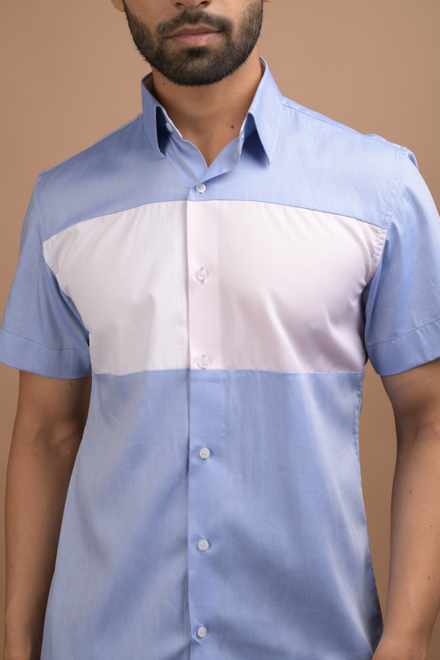 Light Blue Shirt with Pink Chest Patch
