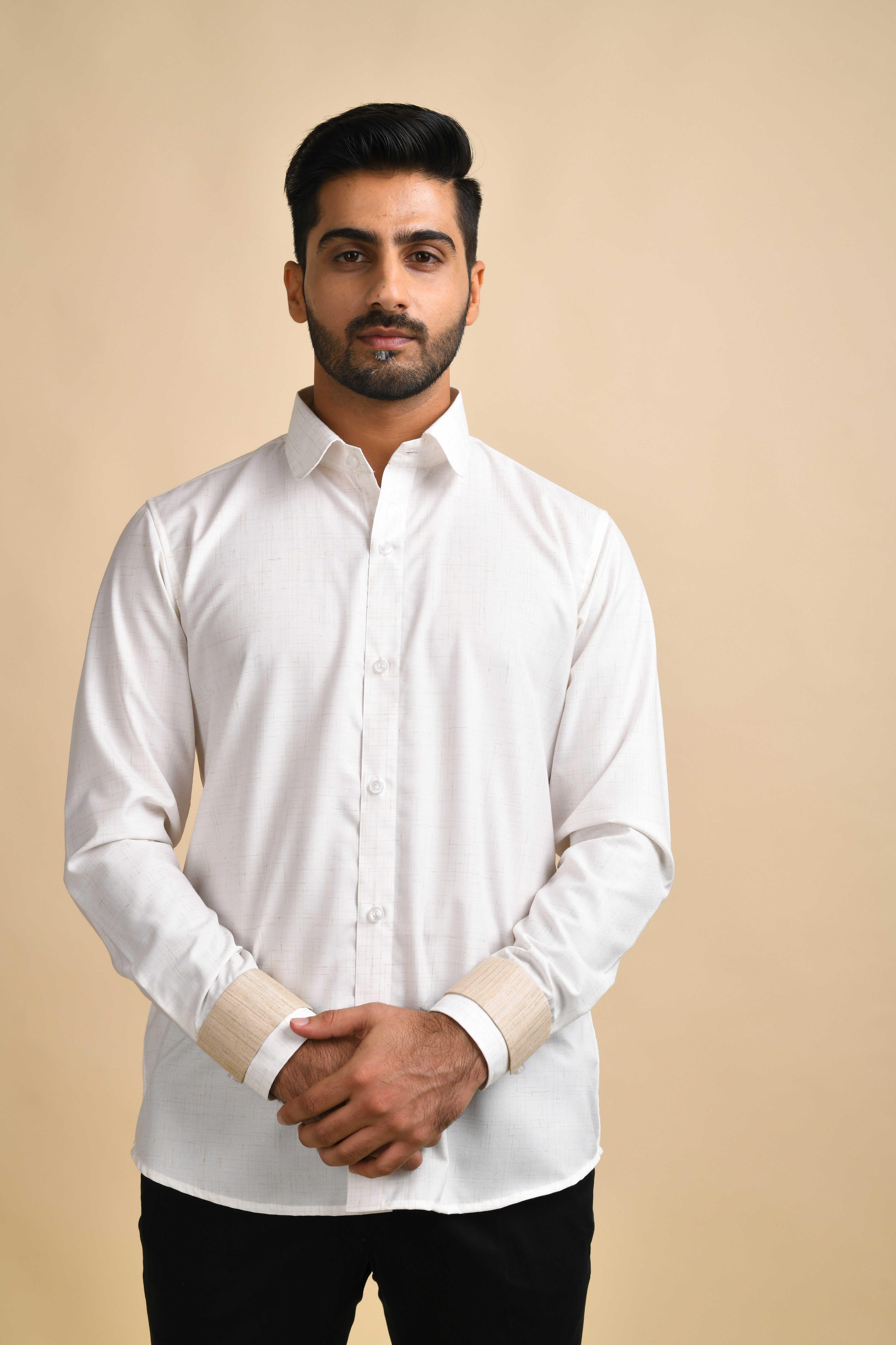 Cream shirt with Bespoke Cuff