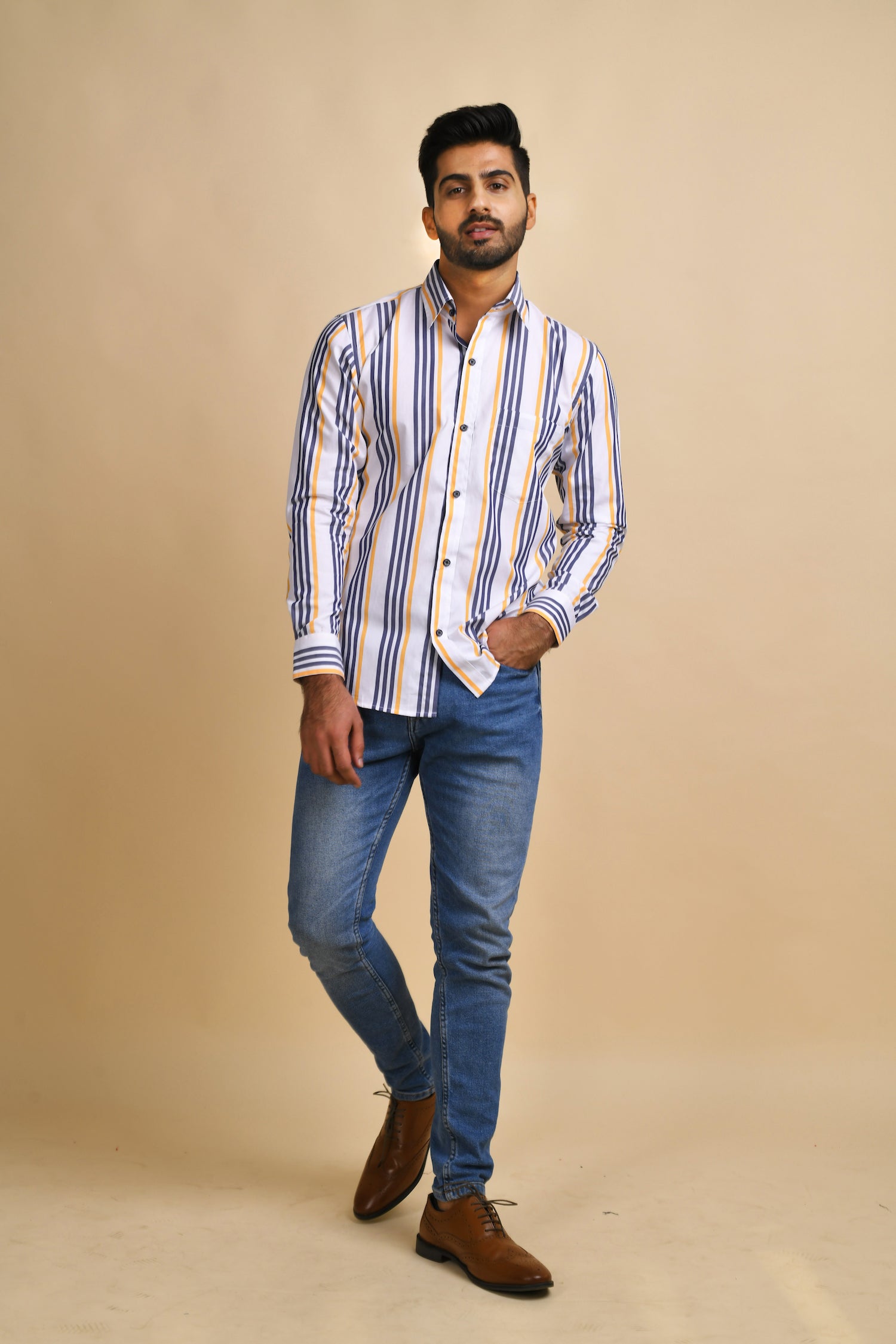 Multi Stripe White Shirt