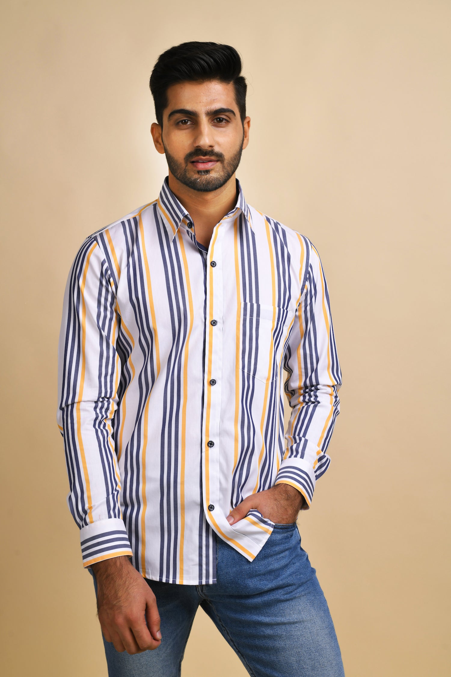 Multi Stripe White Shirt