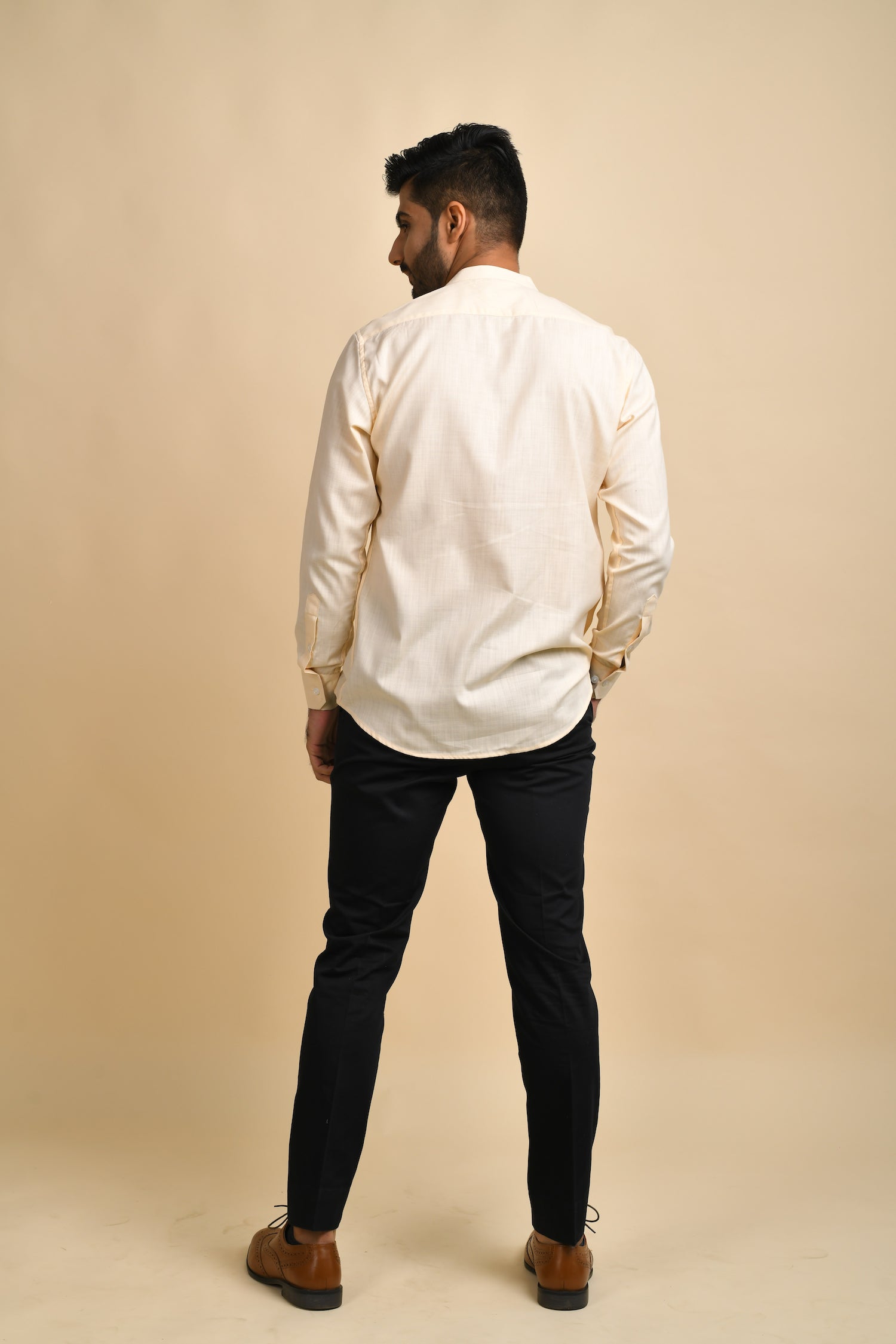 Cream Short Kurta with front Pocket