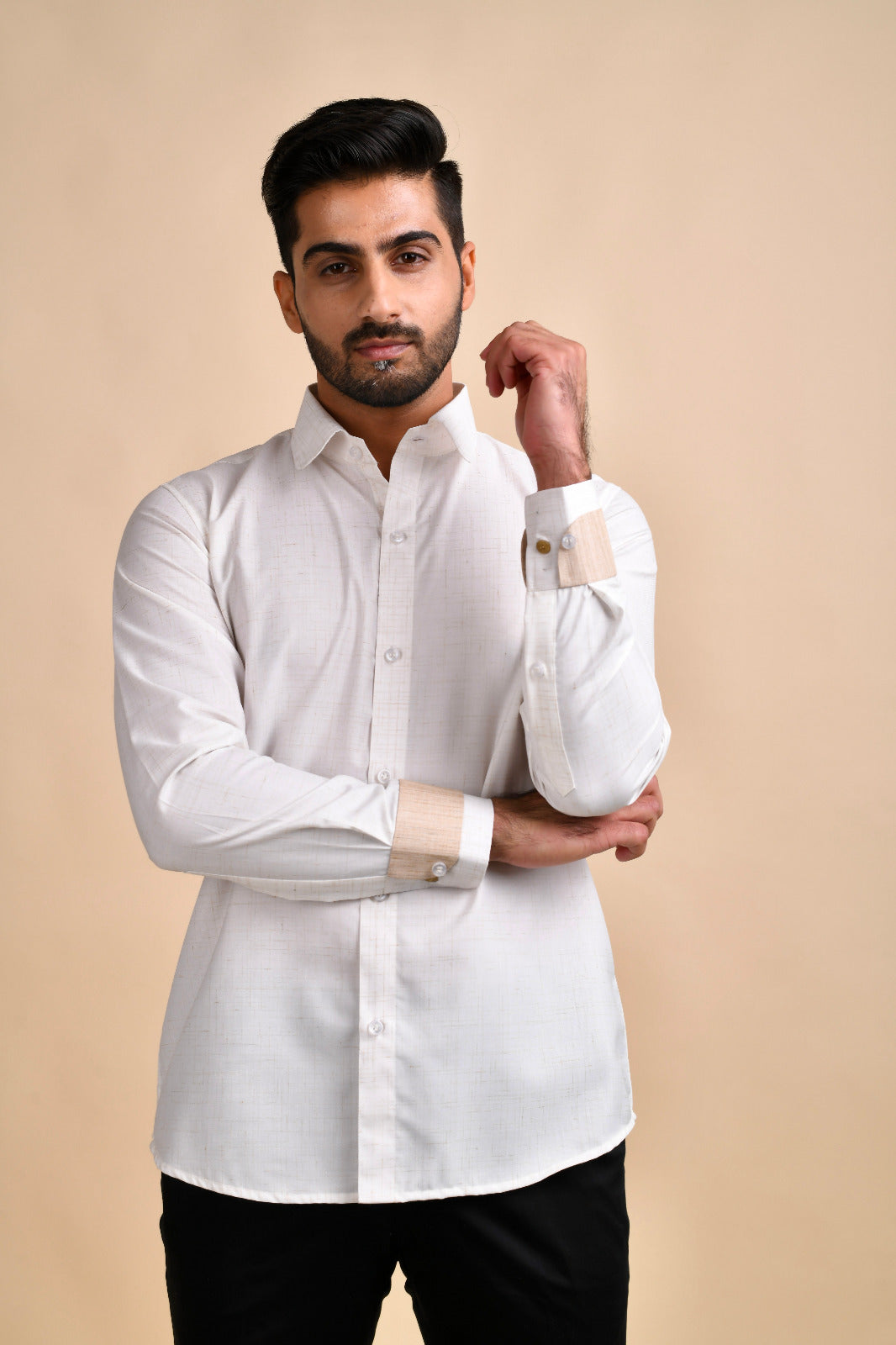 Cream shirt with Bespoke Cuff