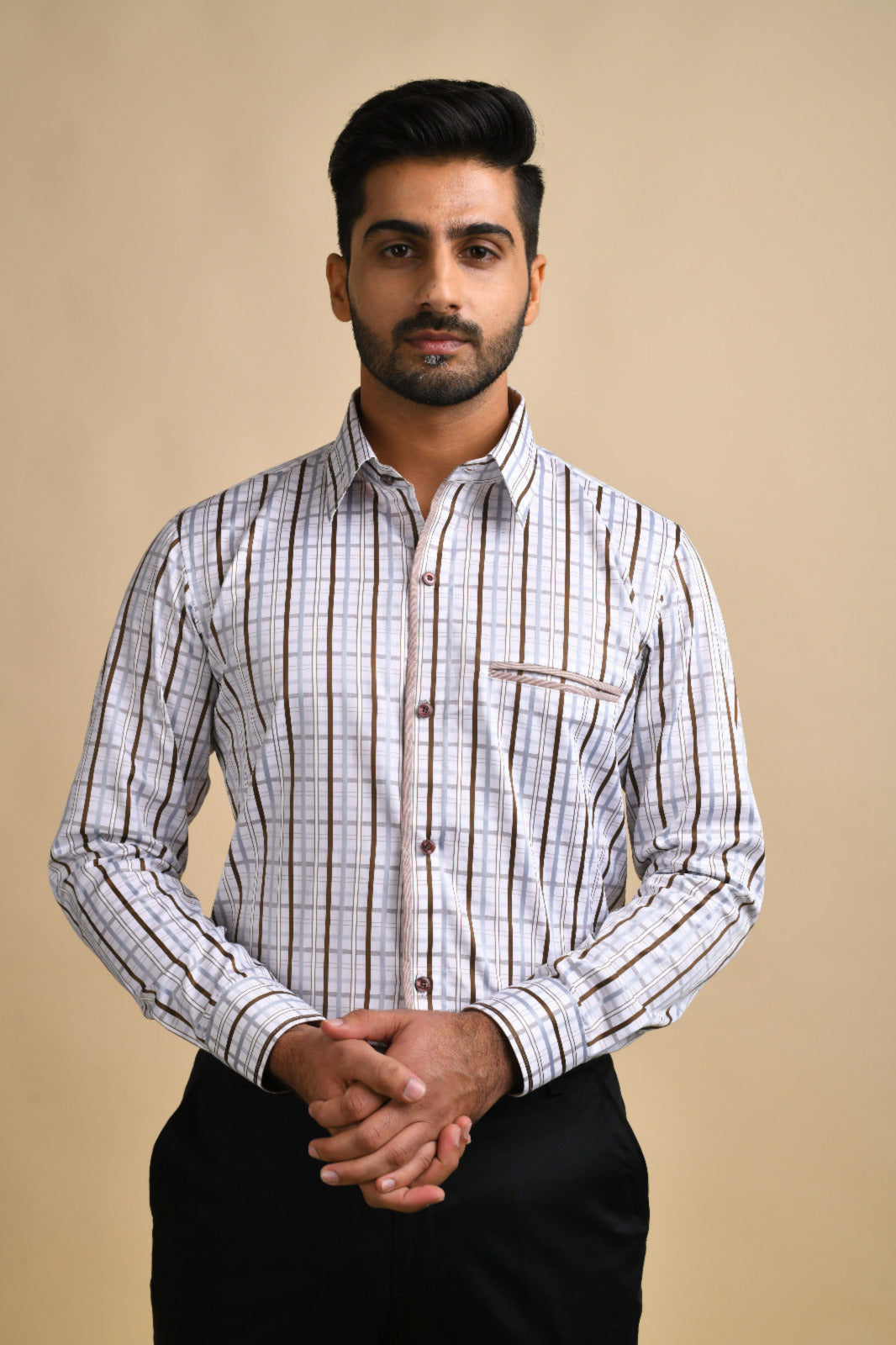 Grey and Brown Checks Shirt